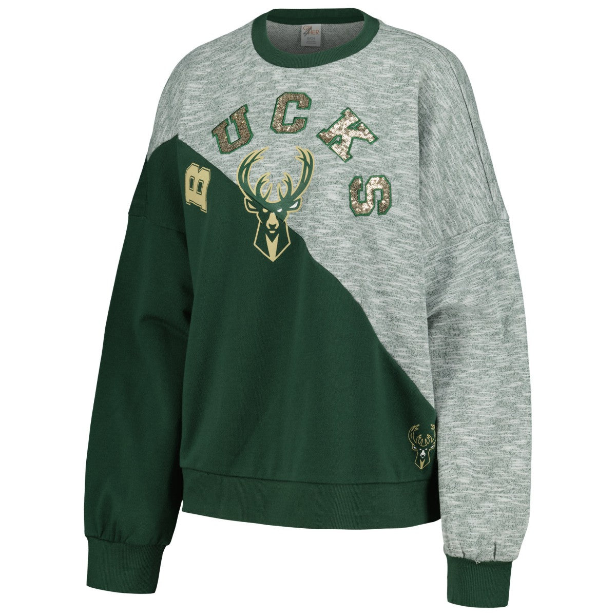 Milwaukee Bucks G-III 4Her by Carl Banks Women's Benches Split Pullover Sweatshirt - Hunter Green shop