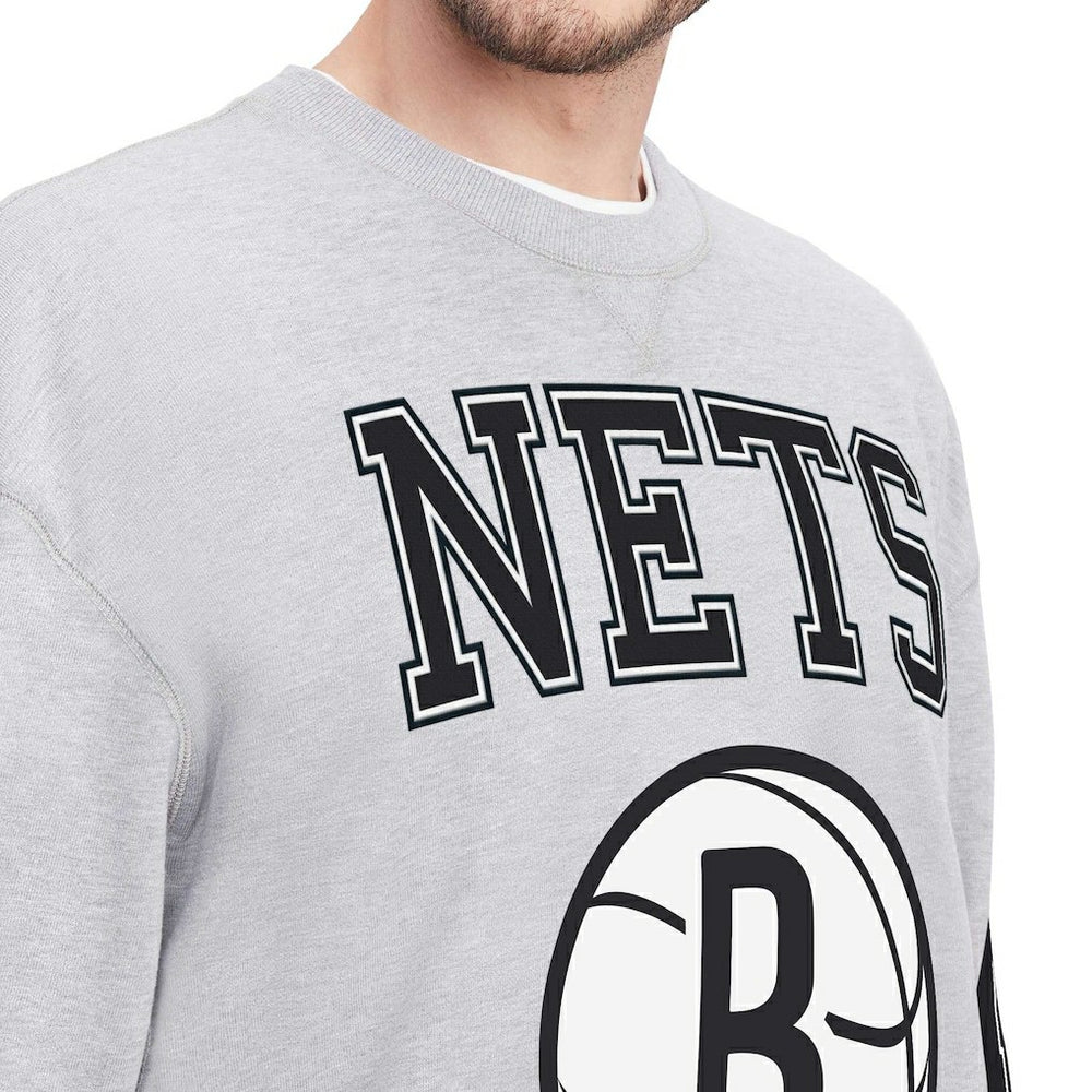 Brooklyn Nets Tommy Jeans Hayes Crew Neck Pullover Sweatshirt - Heather Gray cheap