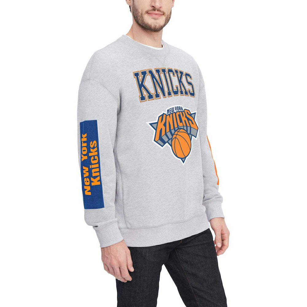 New York Knicks Tommy Jeans Hayes Crew Neck Pullover Sweatshirt - Heather Gray sale