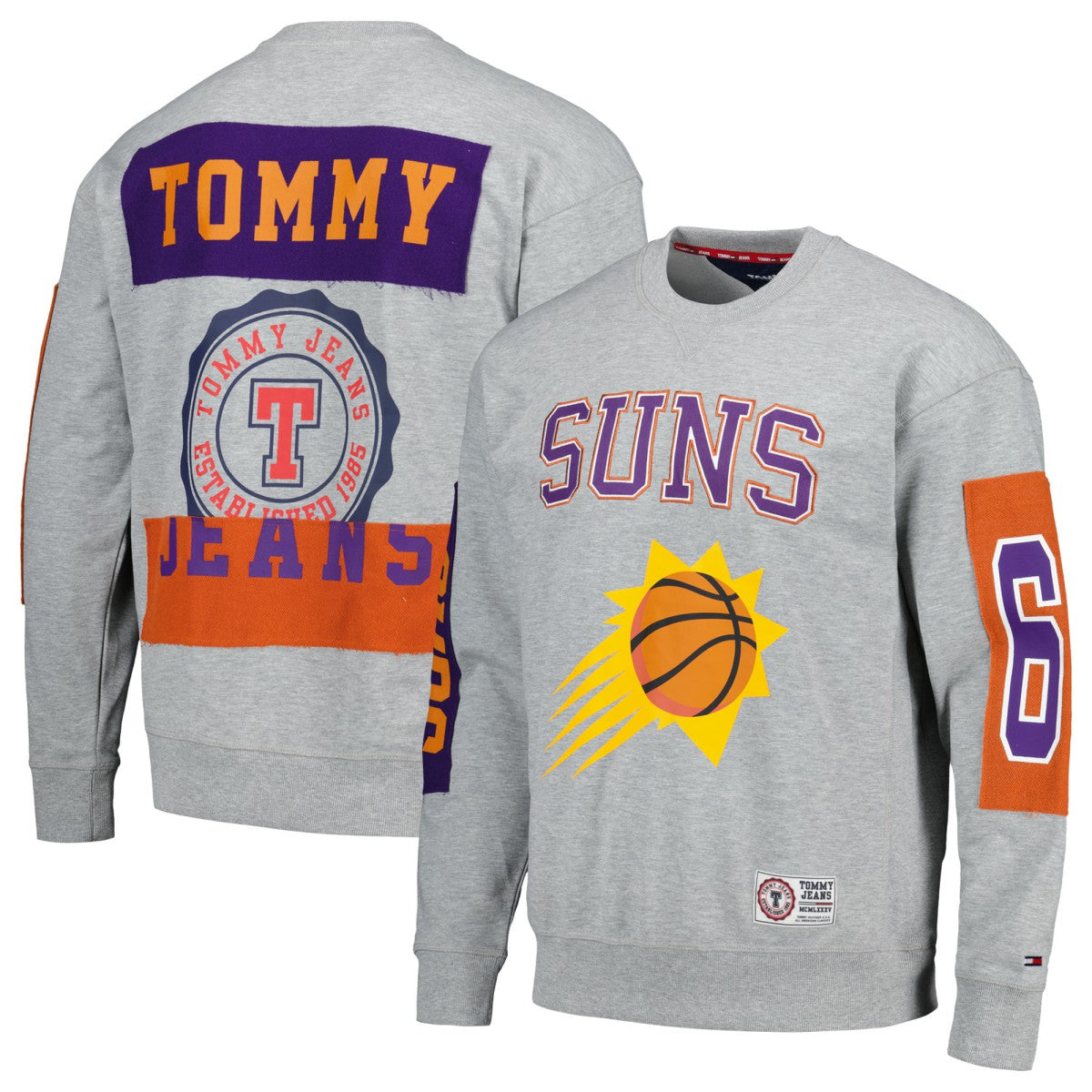 Phoenix Suns Tommy Jeans Hayes Crew Neck Pullover Sweatshirt - Heather Gray shop