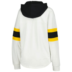 Pittsburgh Penguins G-III 4Her by Carl Banks Women's Goal Zone Long Sleeve Lace-Up Hoodie T-Shirt White/Black