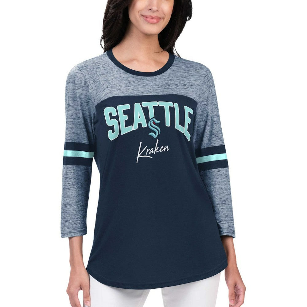 Seattle Kraken G-III 4Her by Carl Banks Women's Play The Game 3/4-Sleeve T-Shirt Deep Sea Blue