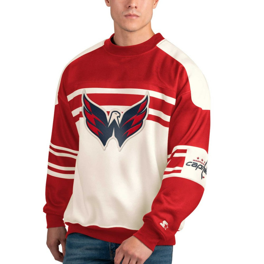 Washington Capitals Starter Defense Fleece Crewneck Pullover Sweatshirt White