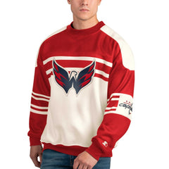 Washington Capitals Starter Defense Fleece Crewneck Pullover Sweatshirt White