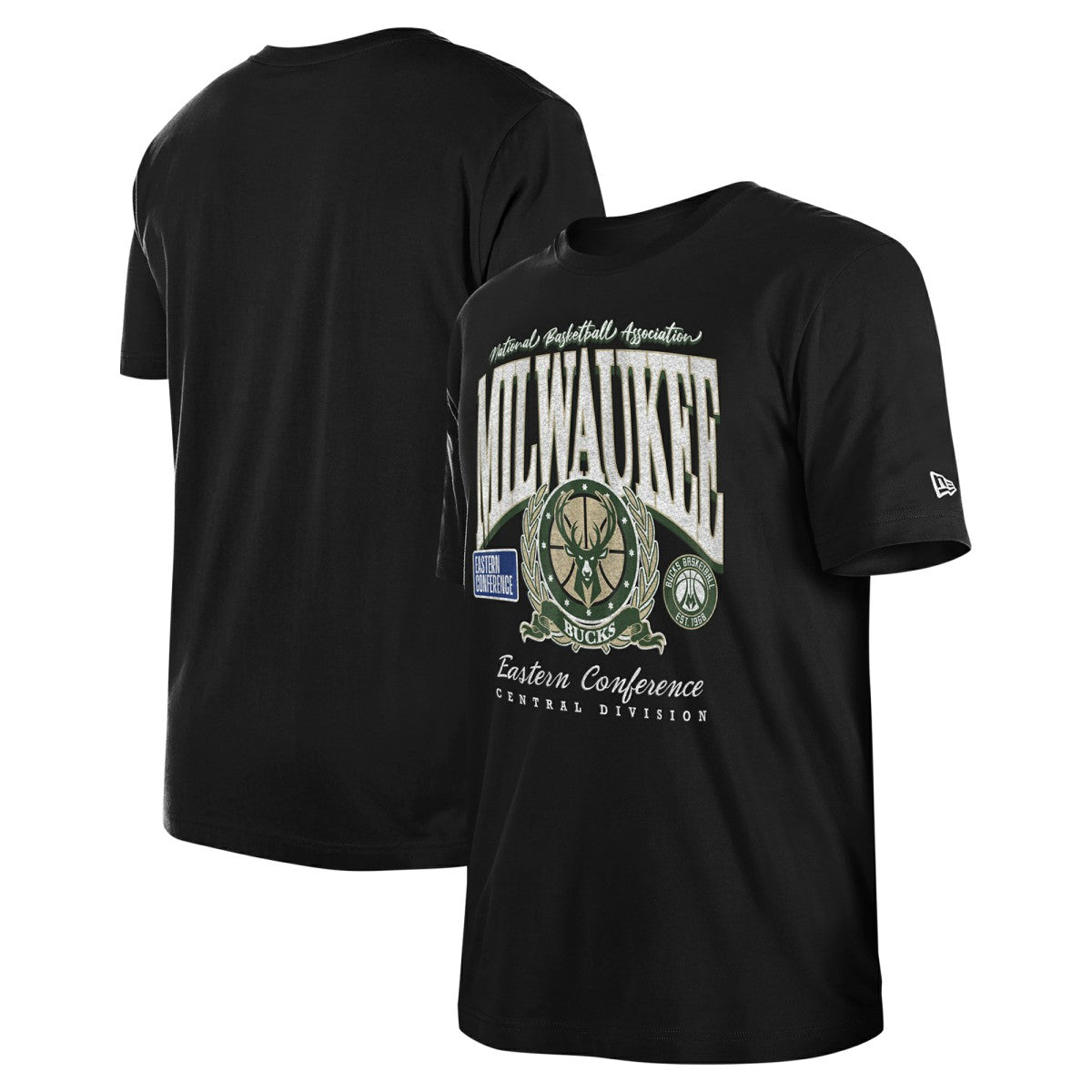 Milwaukee Bucks Unisex Oversized Essentials Boxy T-Shirt - Black | New Era on sale