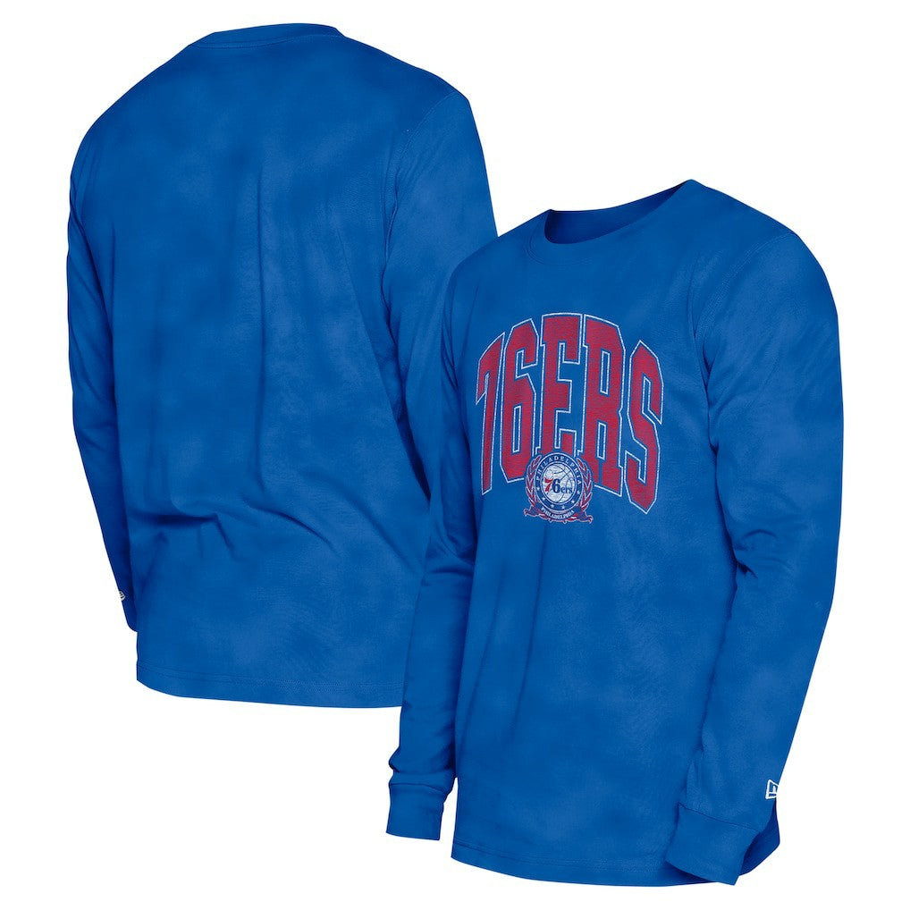 Philadelphia 76ers Unisex Oversized Essentials Enzyme Wash Long Sleeve T-Shirt - Royal | New Era cheap