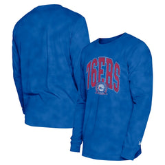 Philadelphia 76ers Unisex Oversized Essentials Enzyme Wash Long Sleeve T-Shirt - Royal | New Era cheap