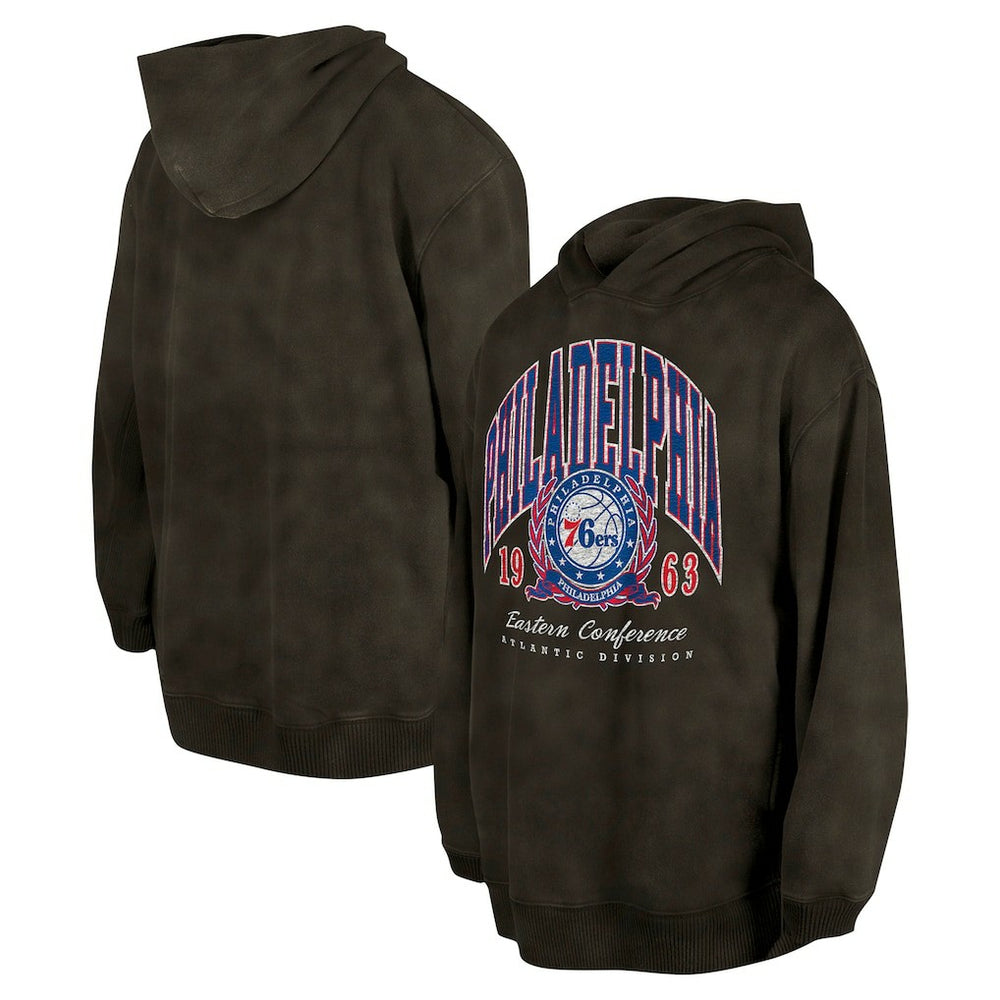 Philadelphia 76ers Unisex Oversized Essentials Pigment Wash Fleece Pullover Hoodie - Charcoal | New Era on sale