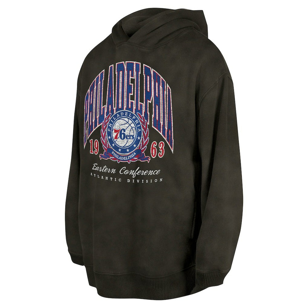Philadelphia 76ers Unisex Oversized Essentials Pigment Wash Fleece Pullover Hoodie - Charcoal | New Era on sale