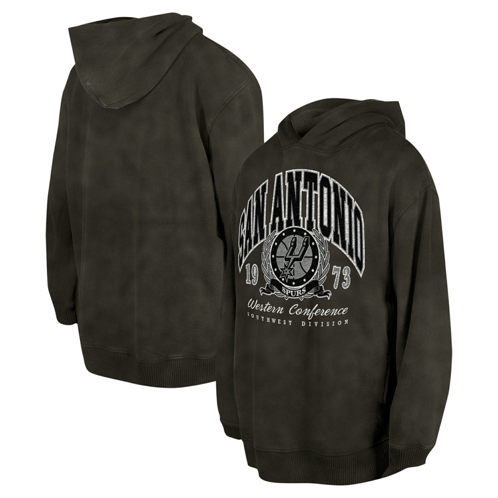 San Antonio Spurs Unisex Oversized Essentials Pigment Wash Fleece Pullover Hoodie - Charcoal | New Era cheap