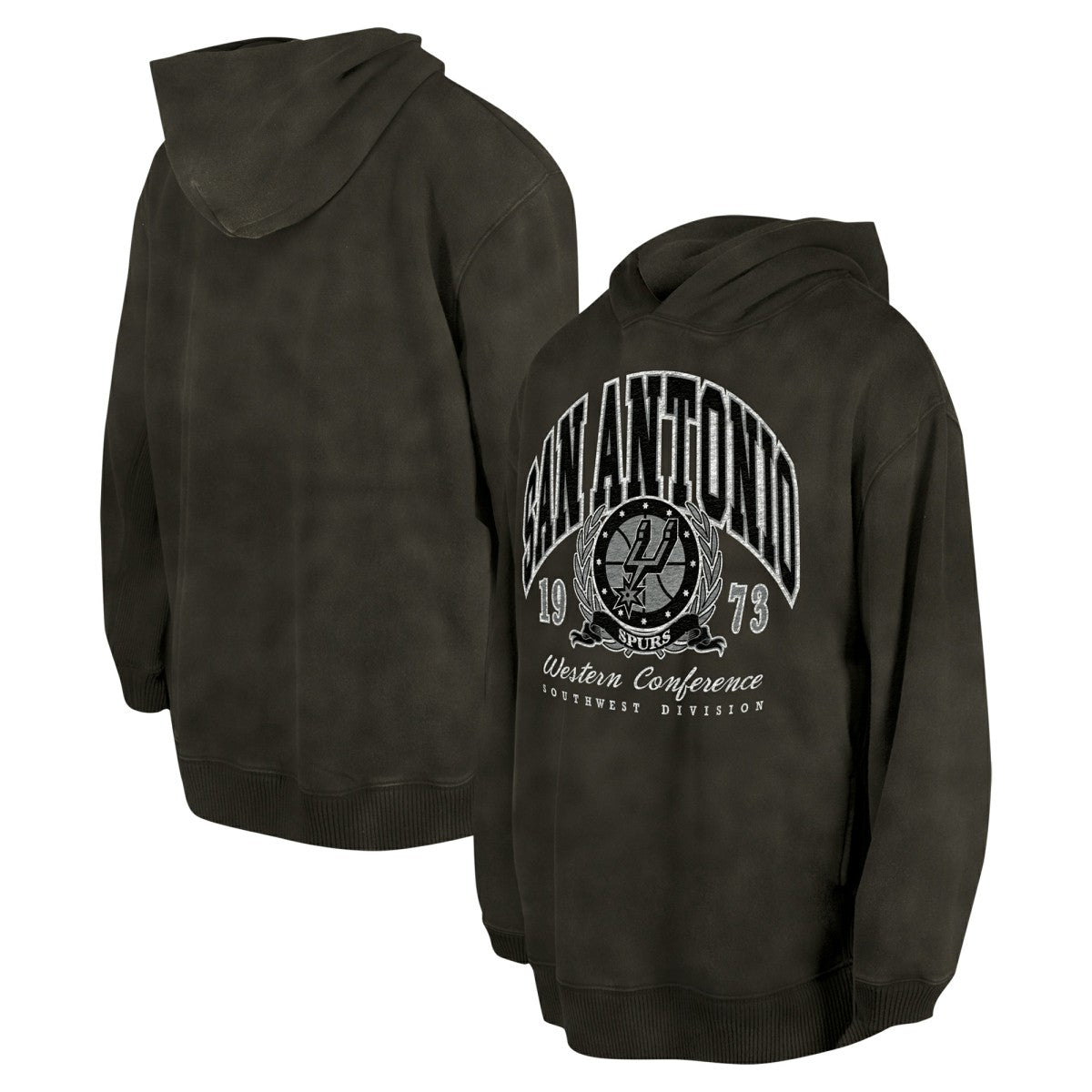 San Antonio Spurs Unisex Oversized Essentials Pigment Wash Fleece Pullover Hoodie - Charcoal | New Era cheap