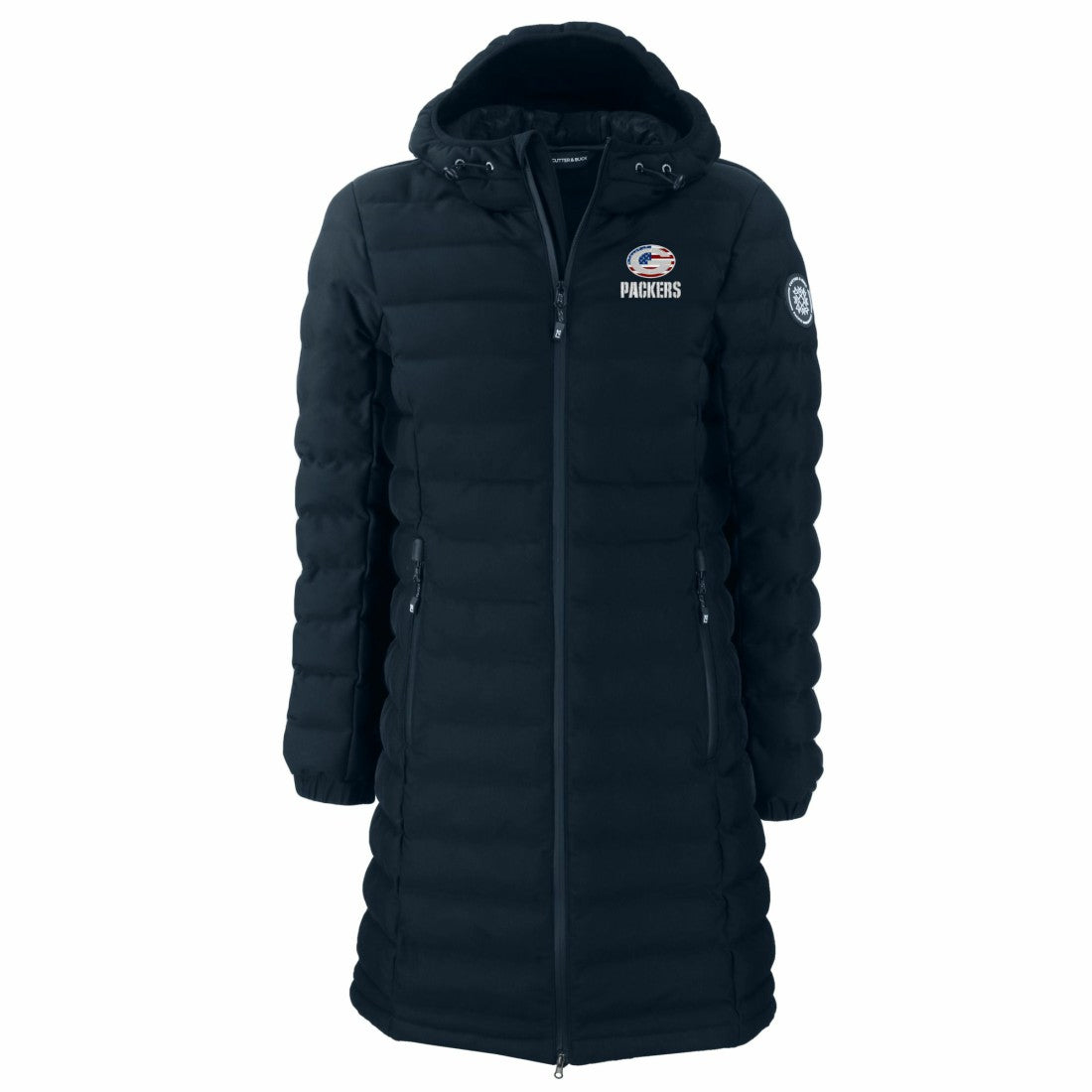 Green Bay Packers Cutter & Buck Women's Americana Mission Ridge Repreve Eco Insulated Full-Zip Puffer Jacket - Navy for sale