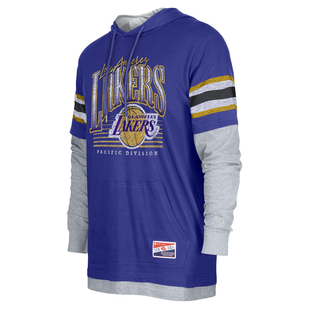 Los Angeles Lakers Layered Long Sleeve Hoodie T-Shirt - Purple | New Era on sale