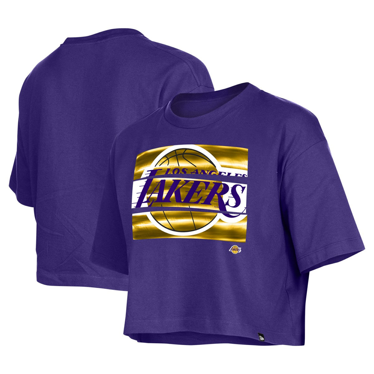 Los Angeles Lakers Women's Oversized Boxy Crop T-Shirt - Purple | New Era cheap