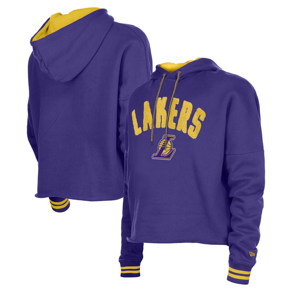 Los Angeles Lakers Women's Boxy Raw Edge Pullover Hoodie - Purple | New Era on sale