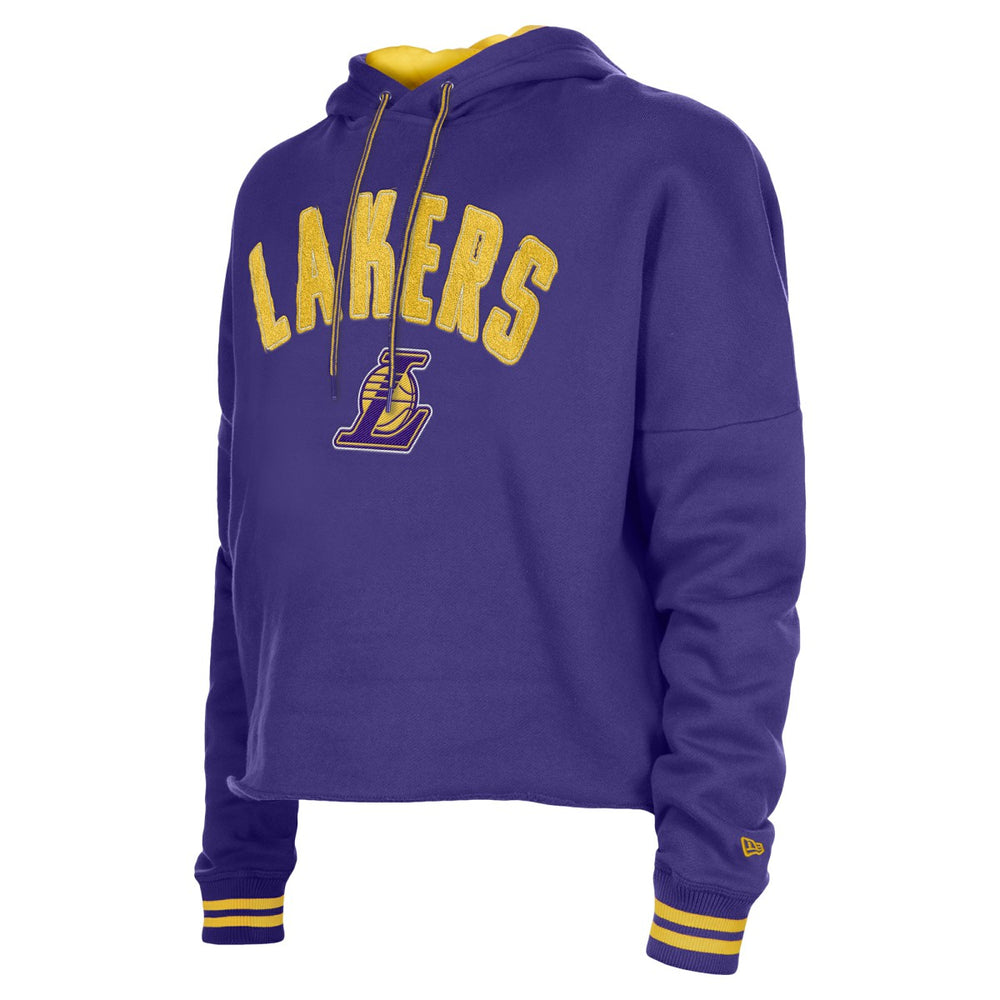 Los Angeles Lakers Women's Boxy Raw Edge Pullover Hoodie - Purple | New Era on sale