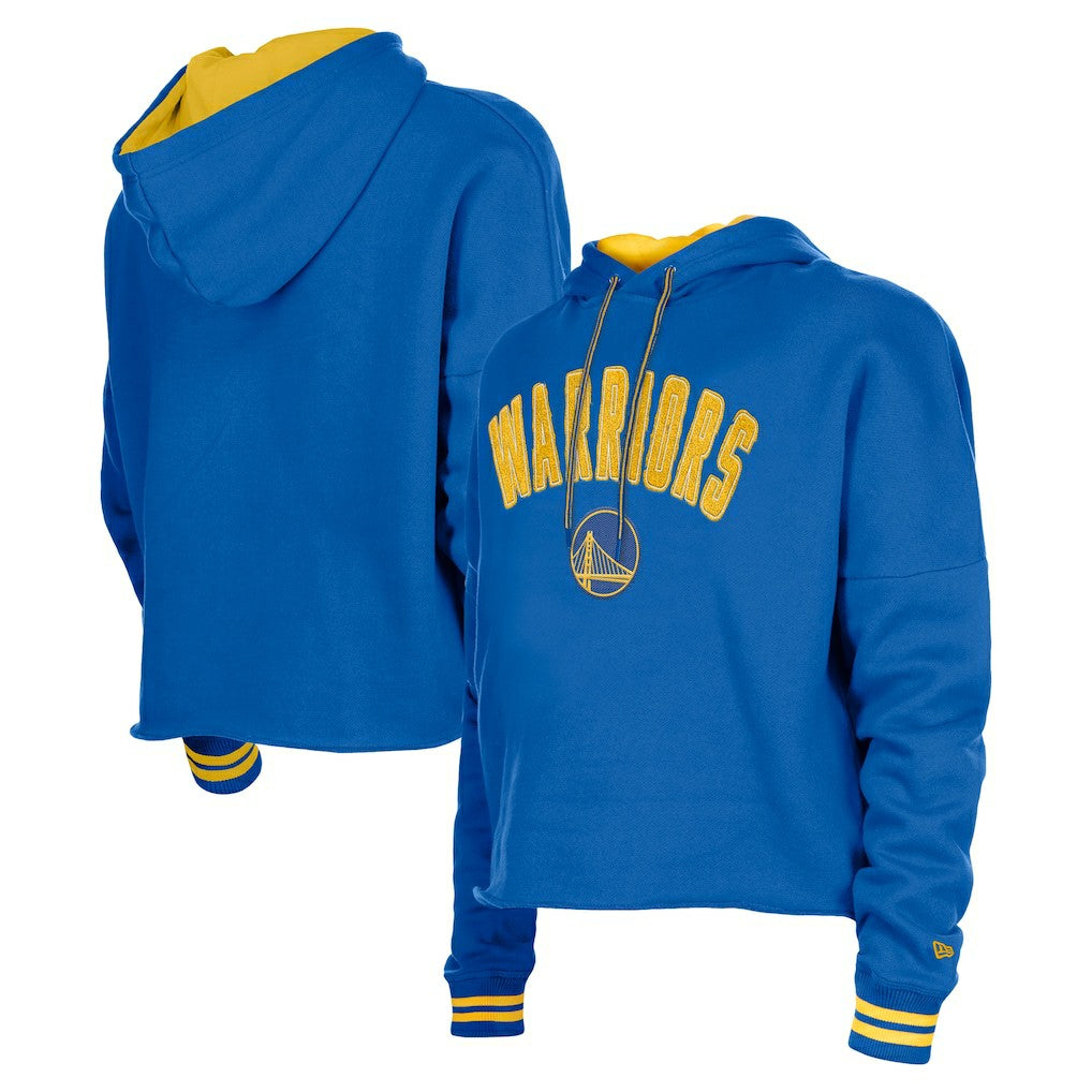 Golden State Warriors Women's Boxy Raw Edge Pullover Hoodie sale - Royal | New Era sale
