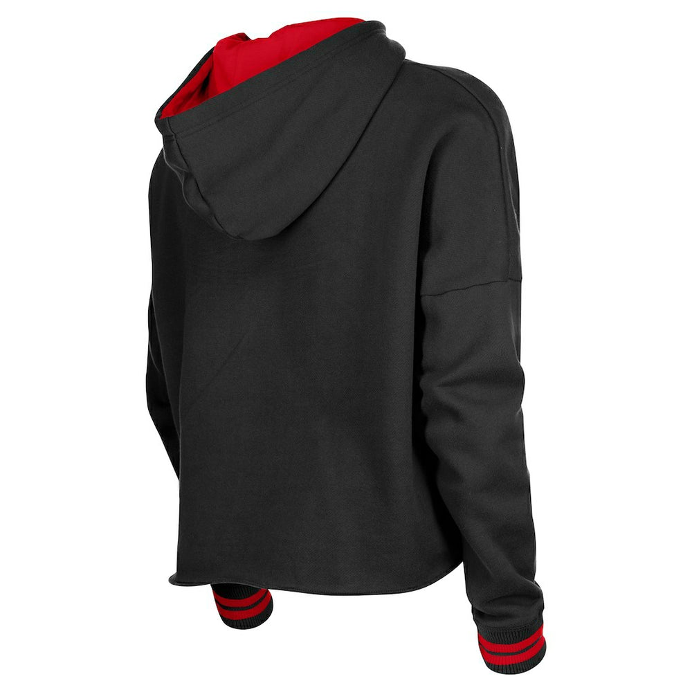 Chicago Bulls Women's Boxy Raw Edge Pullover Hoodie - Black | New Era on sale