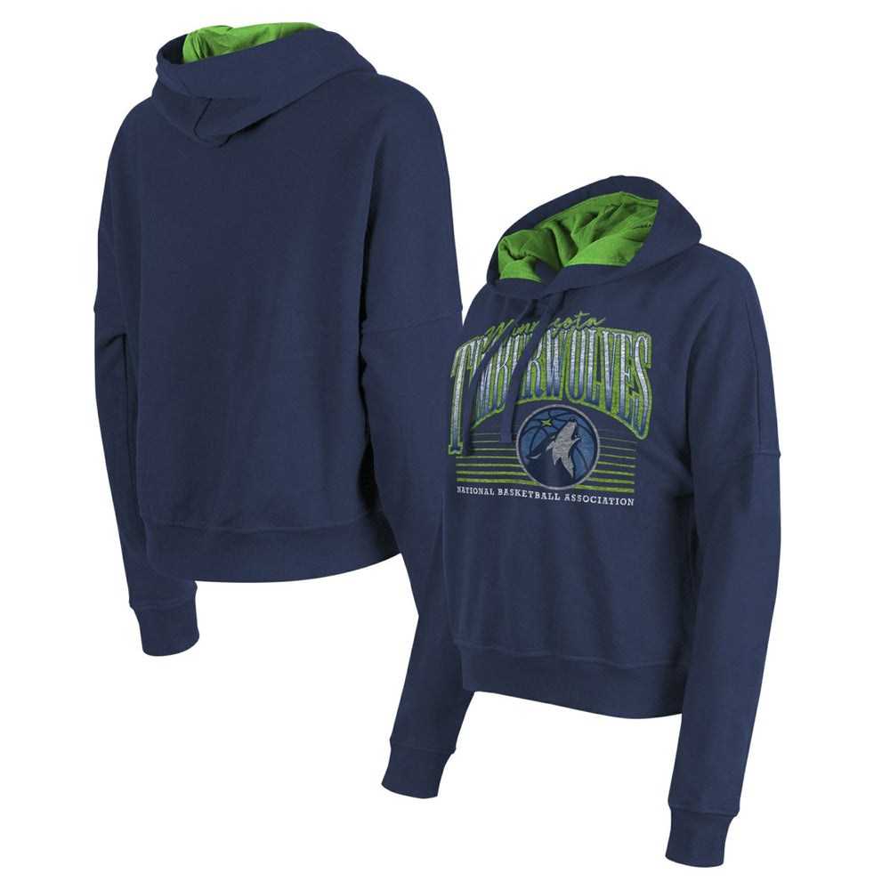 Minnesota Timberwolves Women's Boxy Pullover Hoodie - Navy | New Era discount