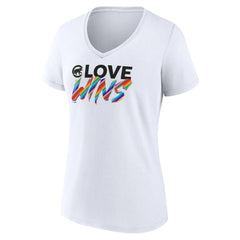 Chicago Cubs Women's Love Wins V-Neck T-Shirt - White