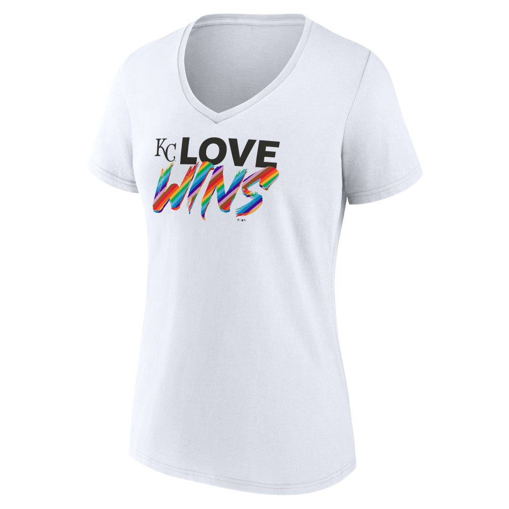 Kansas City Royals Women's Love Wins V-Neck T-Shirt - White