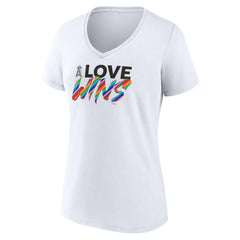 Los Angeles Angels Women's Love Wins V-Neck T-Shirt - White