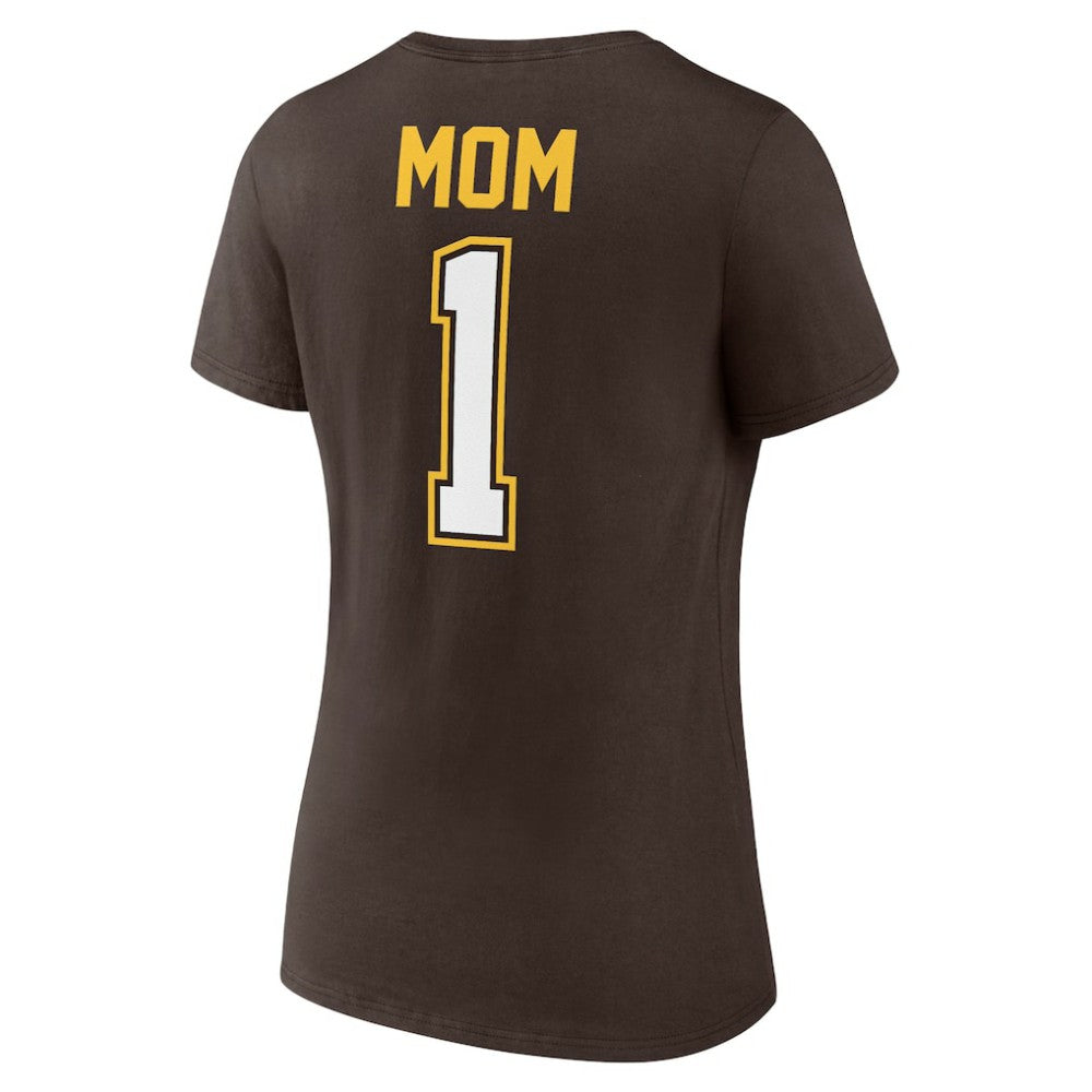 San Diego Padres Women's Mother's Day #1 Mom V-Neck T-Shirt - Brown