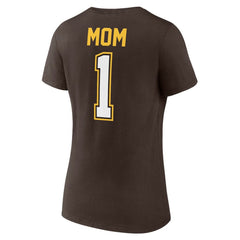 San Diego Padres Women's Mother's Day #1 Mom V-Neck T-Shirt - Brown
