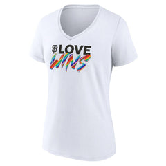 San Francisco Giants Women's Love Wins V-Neck T-Shirt - White