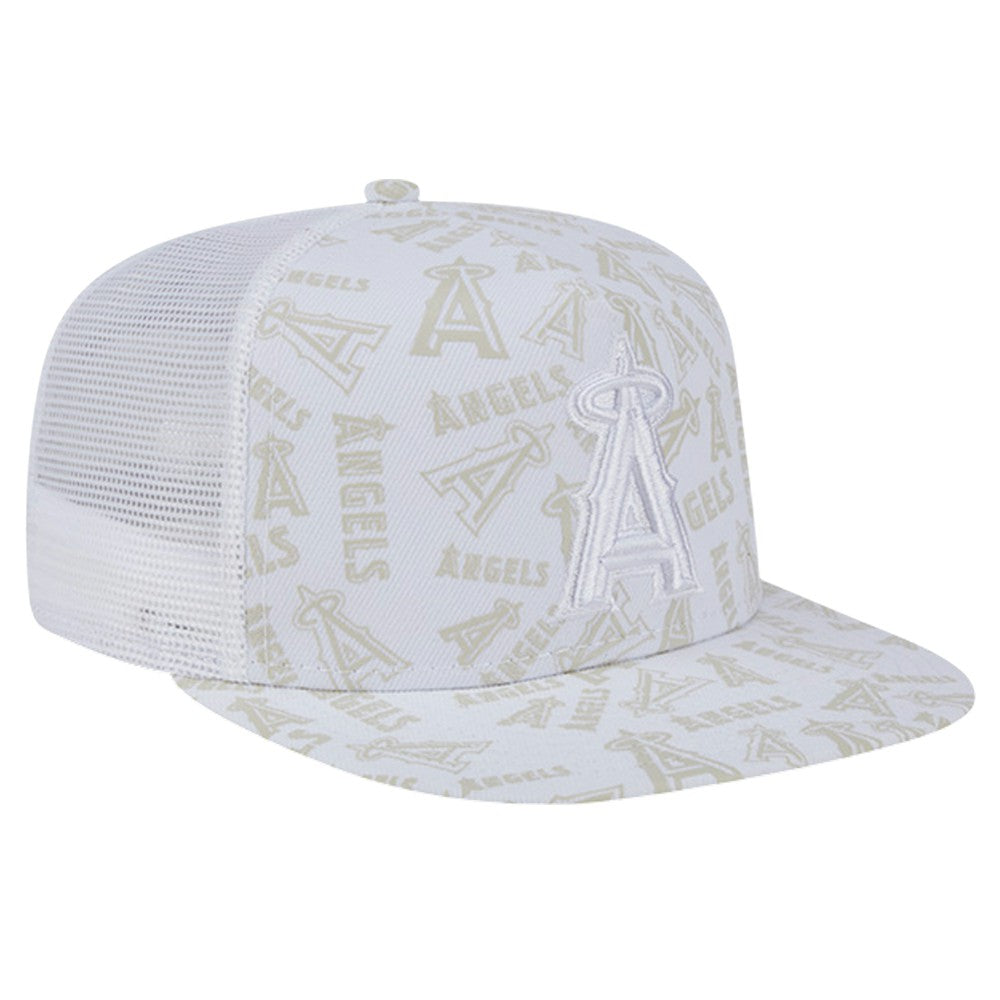 Los Angeles Angels Logo Dunes A-Frame Trucker 9FIFTY Snapback Hat - White | New Era