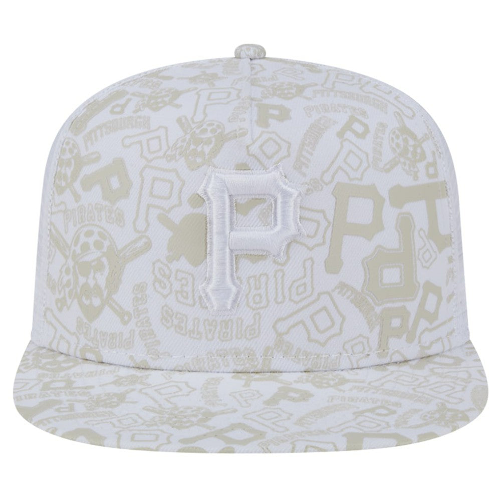 Pittsburgh Pirates Logo Dunes A-Frame Trucker 9FIFTY Snapback Hat - White | New Era