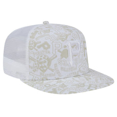 Pittsburgh Pirates Logo Dunes A-Frame Trucker 9FIFTY Snapback Hat - White | New Era