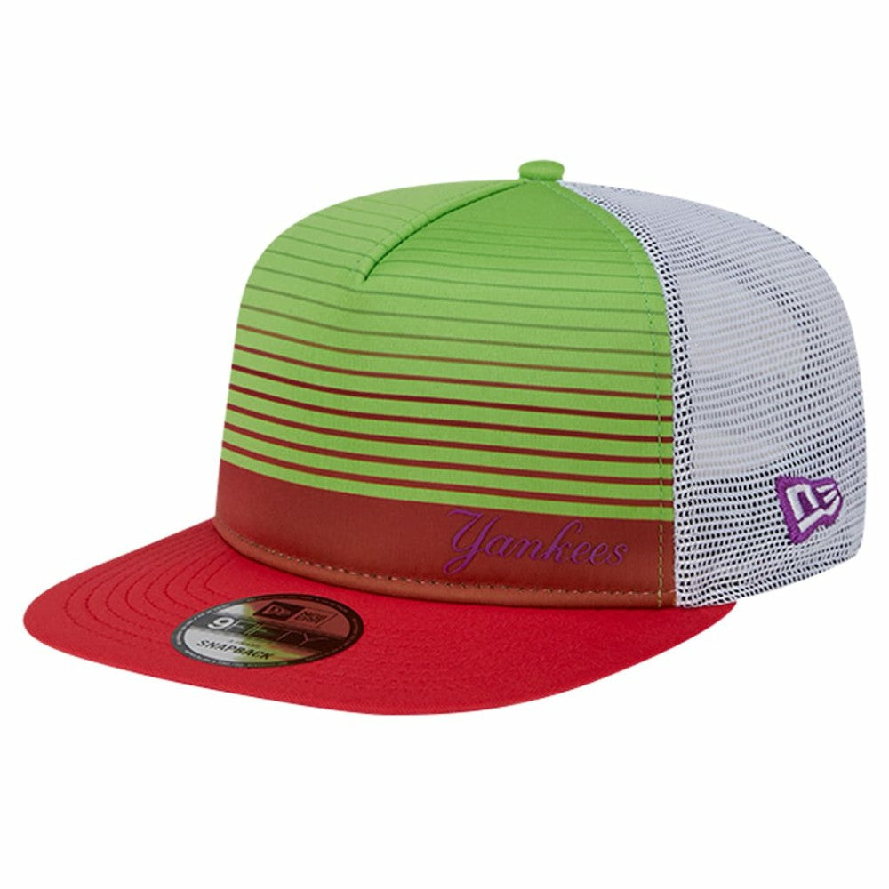 New York Yankees Neon Horizon A-Frame Trucker 9FIFTY Snapback Hat - Red | New Era