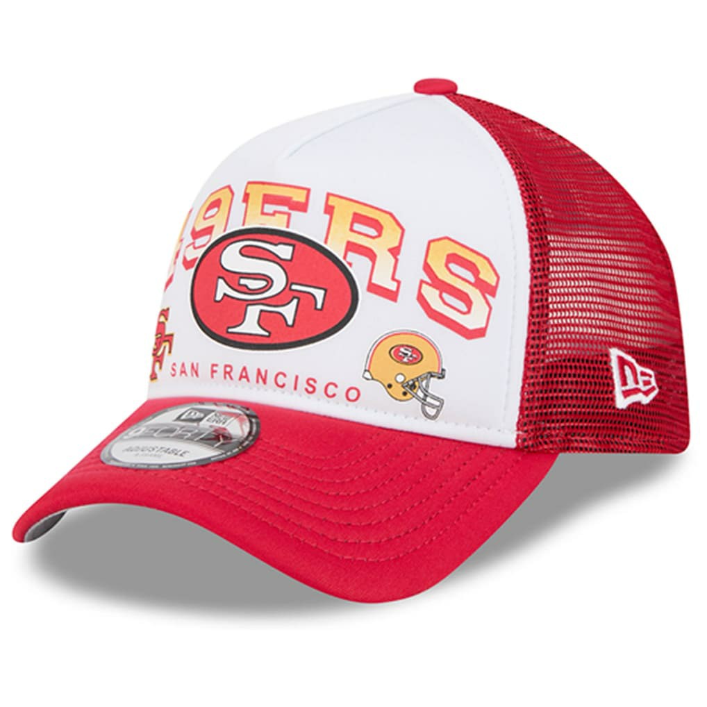 San Francisco 49ers New Era Retro Wordmark A-Frame 9FORTY Adjustable Hat - White/Scarlet outlet