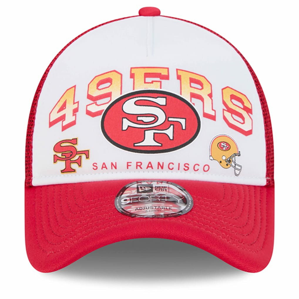 San Francisco 49ers New Era Retro Wordmark A-Frame 9FORTY Adjustable Hat - White/Scarlet outlet