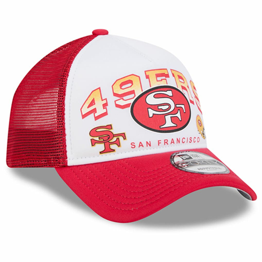 San Francisco 49ers New Era Retro Wordmark A-Frame 9FORTY Adjustable Hat - White/Scarlet outlet