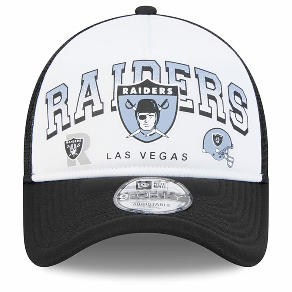 Las Vegas Raiders New Era Retro Wordmark A-Frame 9FORTY Adjustable Hat - White/Black outlet