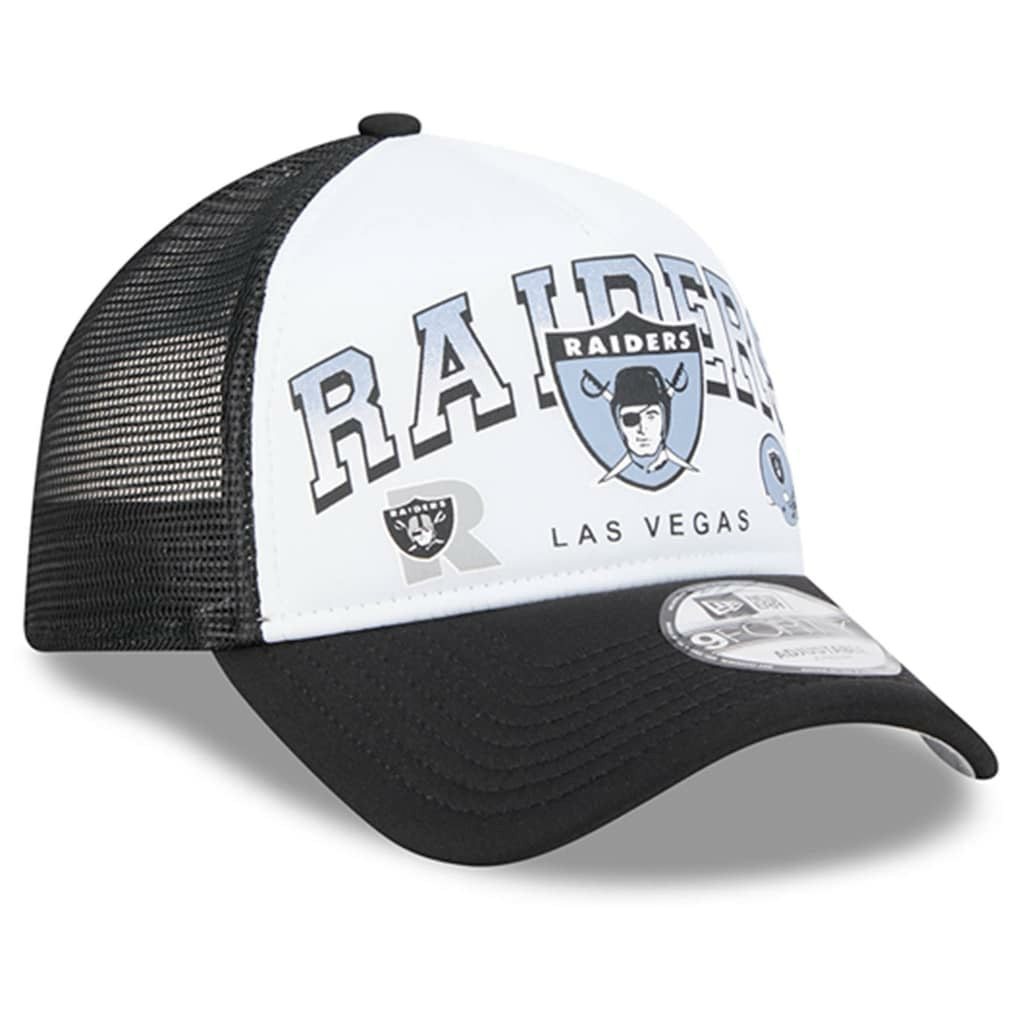 Las Vegas Raiders New Era Retro Wordmark A-Frame 9FORTY Adjustable Hat - White/Black outlet