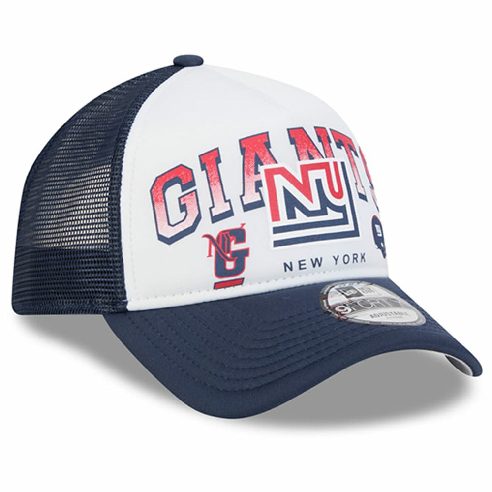 New York Giants New Era Retro Wordmark A-Frame 9FORTY Adjustable Hat - White/Royal discount