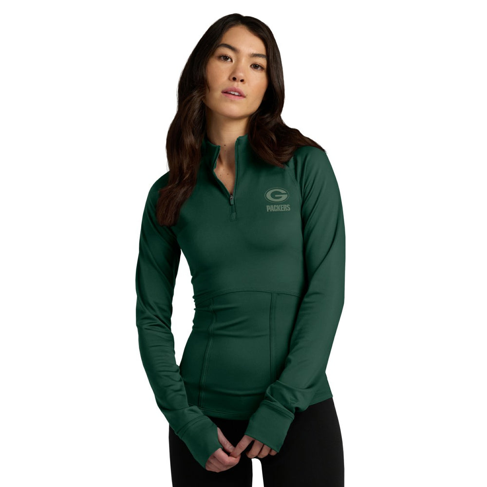 Green Bay Packers Women's Elements Raglan Quarter-Zip Jacket - Green for sale