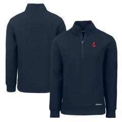Boston Red Sox Cutter & Buck Cooperstown Collection Roam Eco Recycled Quarter-Zip Pullover - Navy