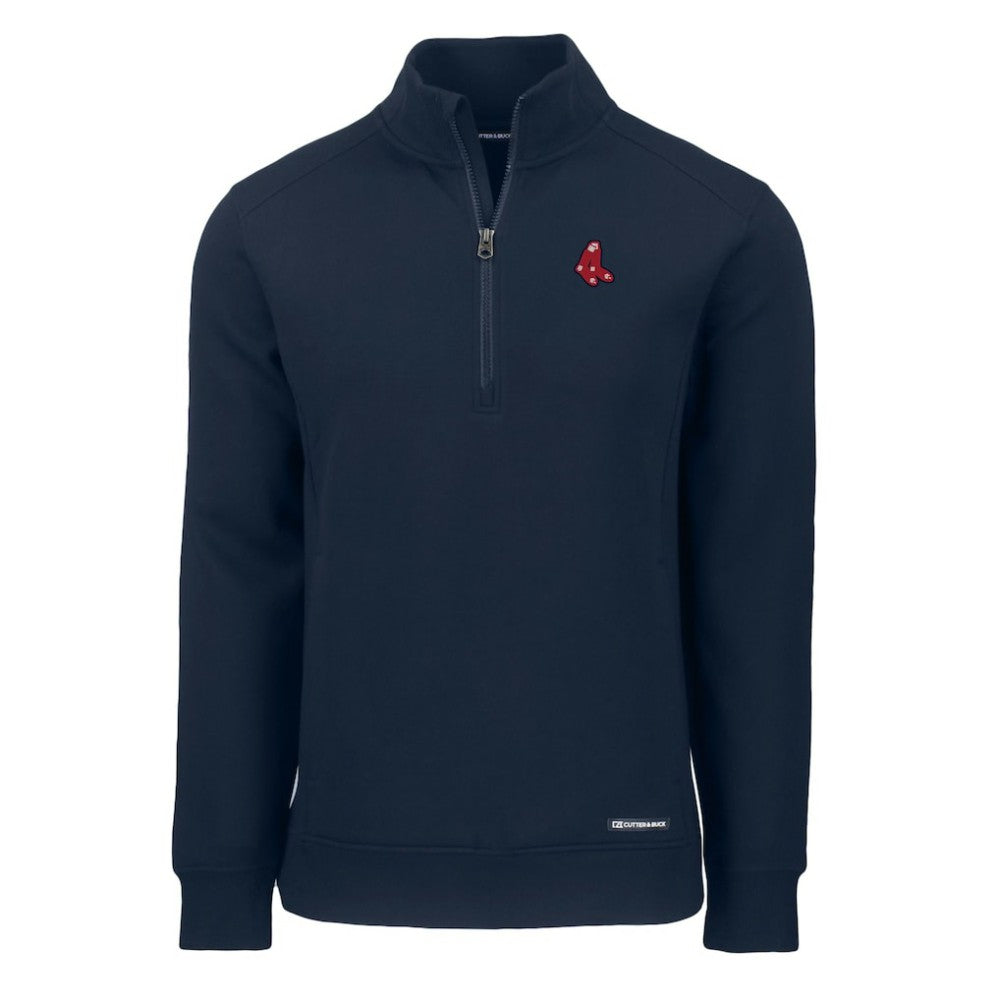 Boston Red Sox Cutter & Buck Cooperstown Collection Roam Eco Recycled Quarter-Zip Pullover - Navy