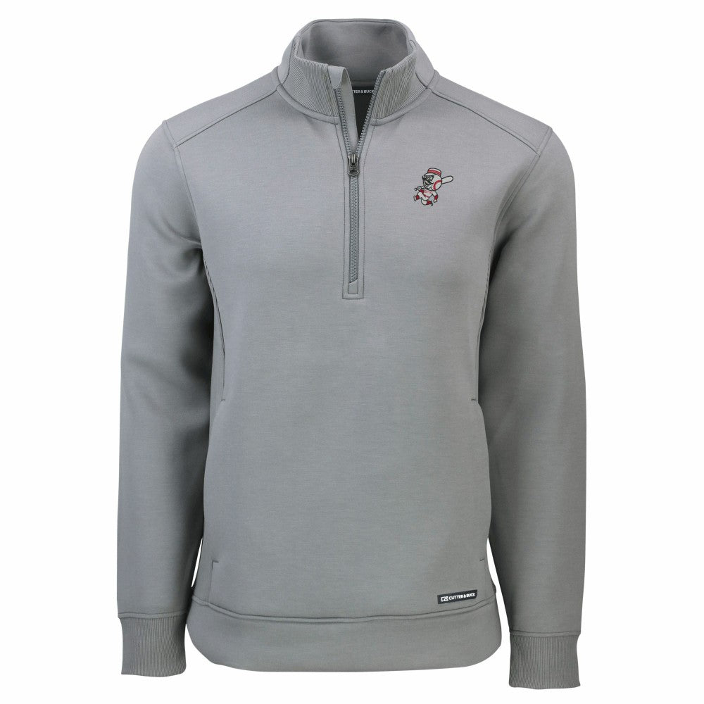 Cincinnati Reds Cutter & Buck Cooperstown Collection Roam Eco Recycled Quarter-Zip Pullover - Gray