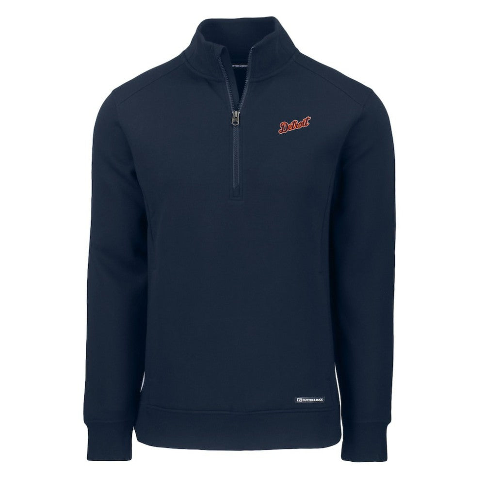 Detroit Tigers Cutter & Buck Cooperstown Collection Roam Eco Recycled Quarter-Zip Pullover - Navy