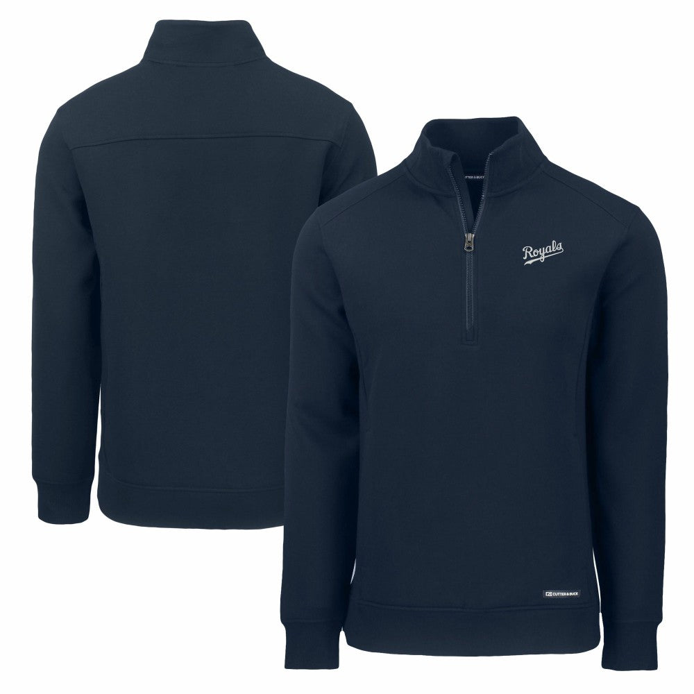 Kansas City Royals Cutter & Buck Cooperstown Collection Roam Eco Recycled Quarter-Zip Pullover - Navy