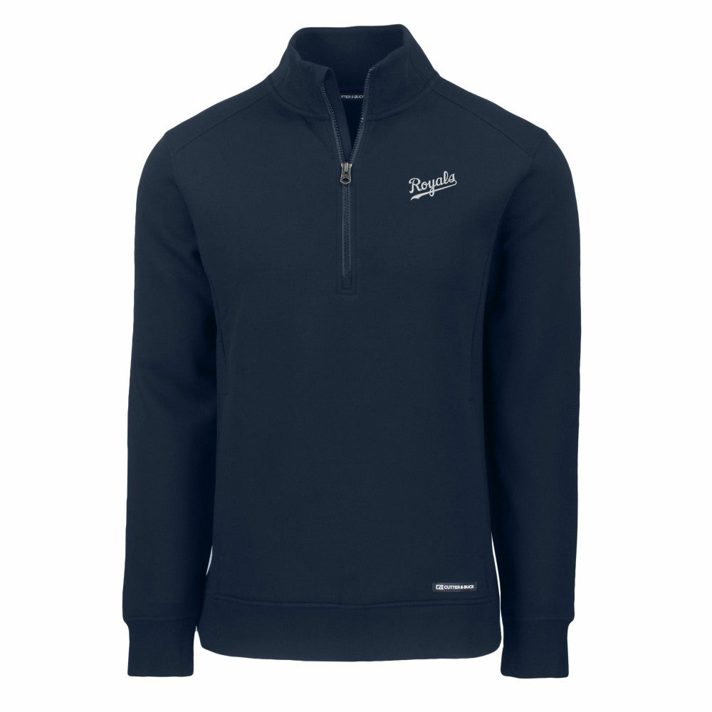 Kansas City Royals Cutter & Buck Cooperstown Collection Roam Eco Recycled Quarter-Zip Pullover - Navy