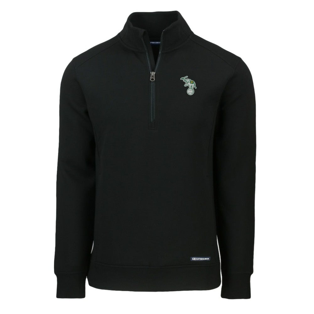 Athletics Cutter & Buck Cooperstown Collection Roam Eco Recycled Quarter-Zip Pullover - Black