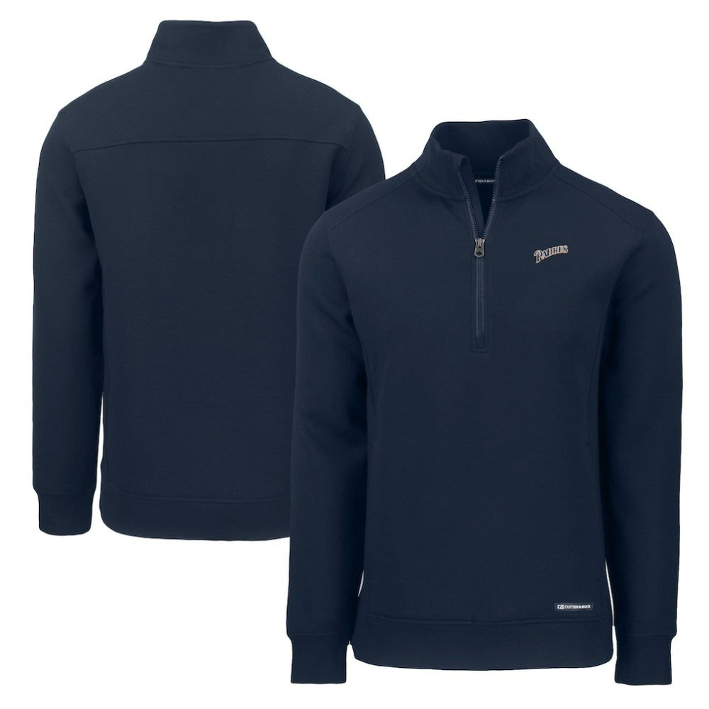 San Diego Padres Cutter & Buck Cooperstown Collection Roam Eco Recycled Quarter-Zip Pullover - Navy