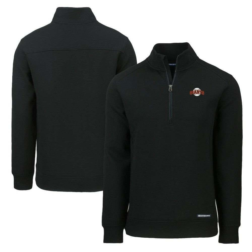 San Francisco Giants Cutter & Buck Cooperstown Collection Roam Eco Recycled Quarter-Zip Pullover - Black