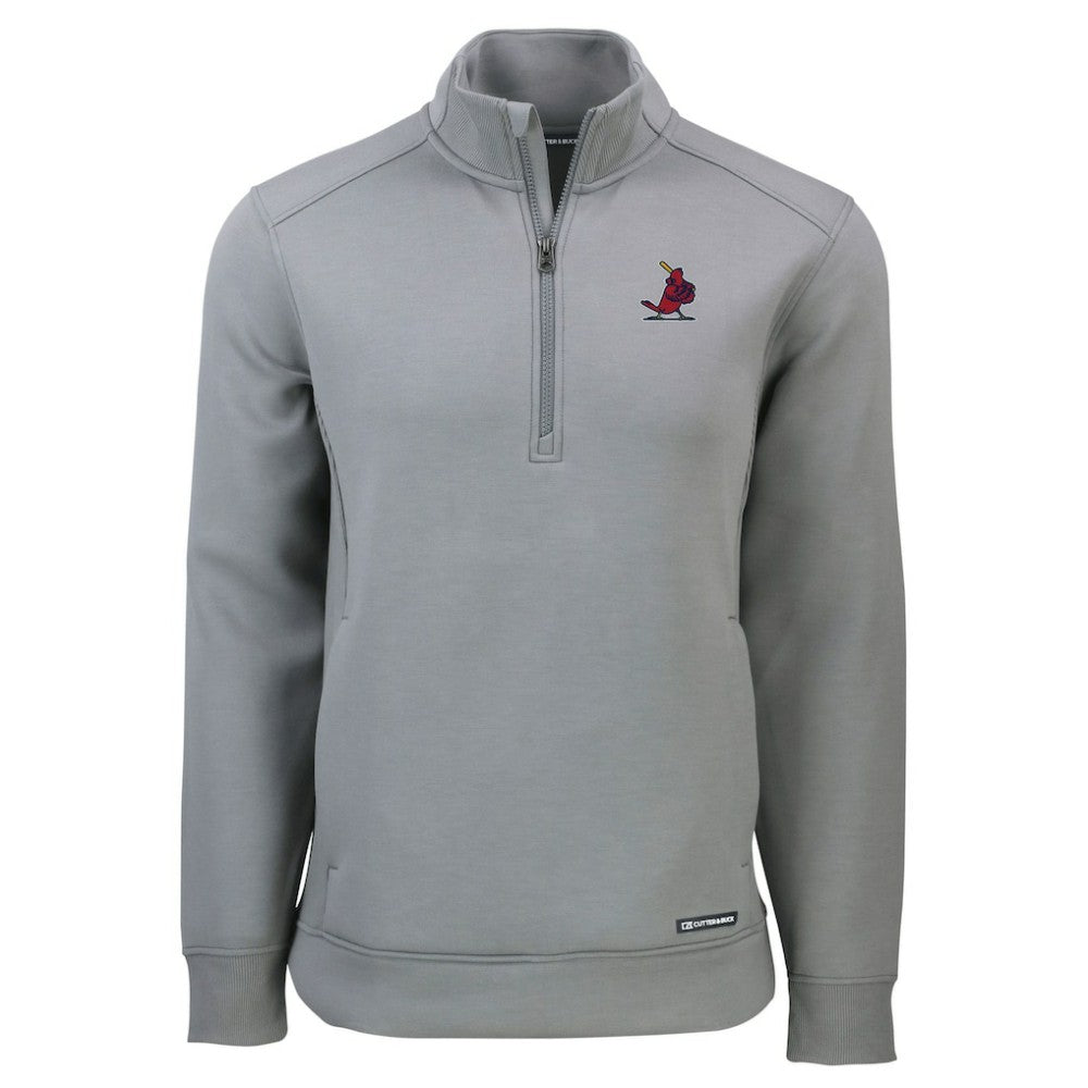 St. Louis Cardinals Cutter & Buck Cooperstown Collection Roam Eco Recycled Quarter-Zip Pullover - Gray